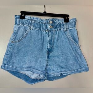 SO High-Rise Cinched Waist Light Blue Denim Shorts - Medium